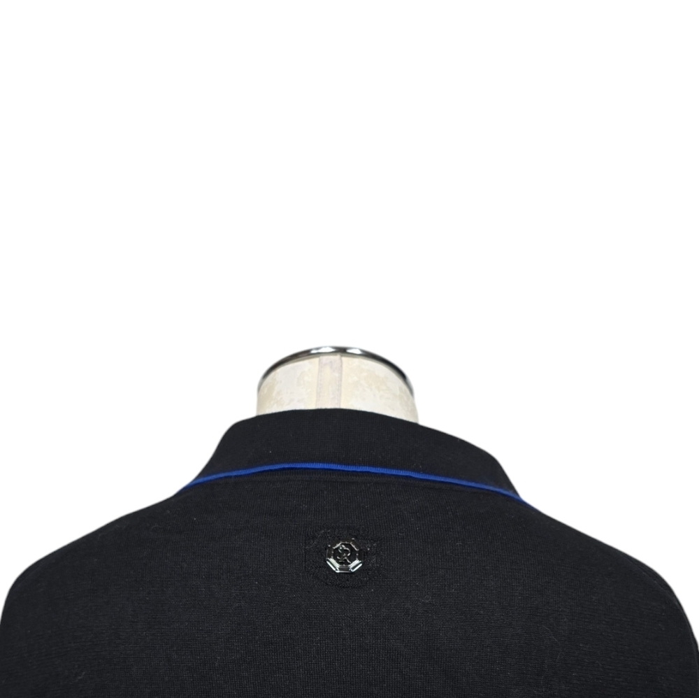 Stefano Ricci Black Blue Trim Knit Polo V Neck Mens Shirt 56 XXL Italy - Picture 3 of 7